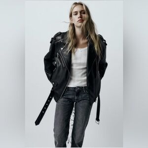 ZARA Oversized Moto Faux Leather Jacket “FRANKIE SHOP DUPE”